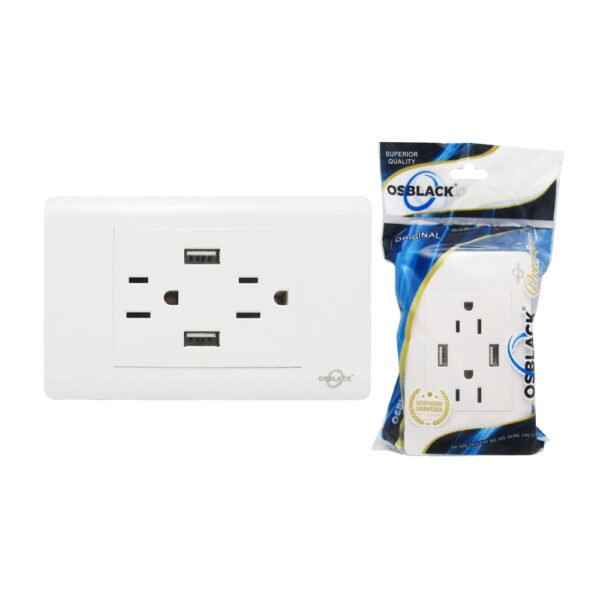 LPB TOMACORRIENTE DE INCRUSTAR DOBLE USB BLANCO F1203