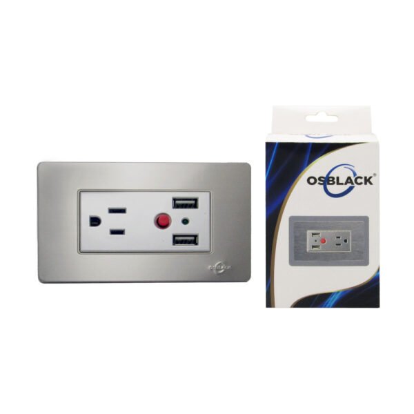 LPP TOMACORRIENTE PLATEADO DE INCRUSTAR SENCILLO CON USB V103 PLATEADO