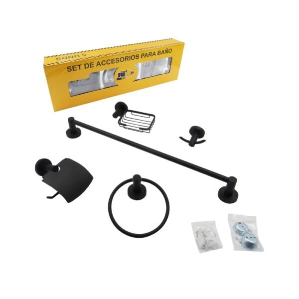 SET DE ACCESORIOS PARA BAÑO NEGRO BTN 05
